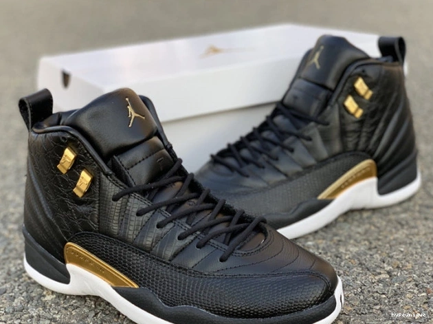 HYPE Air 'Reptile' Black 12 Retro Jordan AO6068-007 Gold-White Metallic 0712